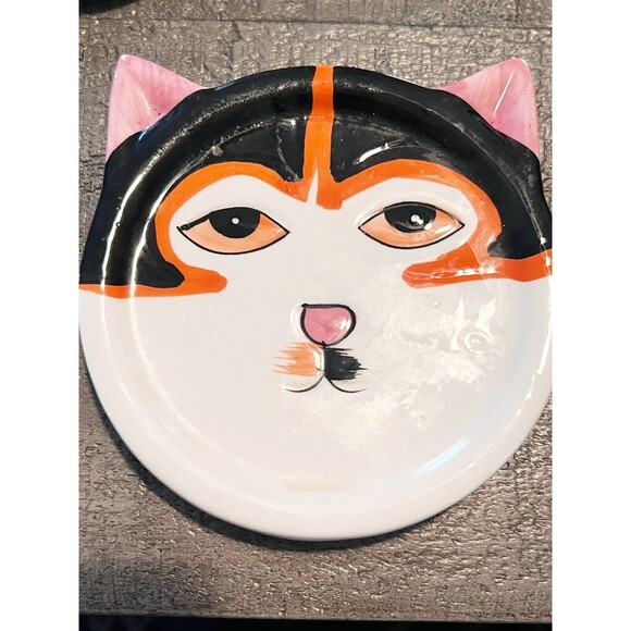 Kitty Cat Coasters Trinket Plate 2001 Bandwagon Ceramic Set of 5 - Picture 4 of 8